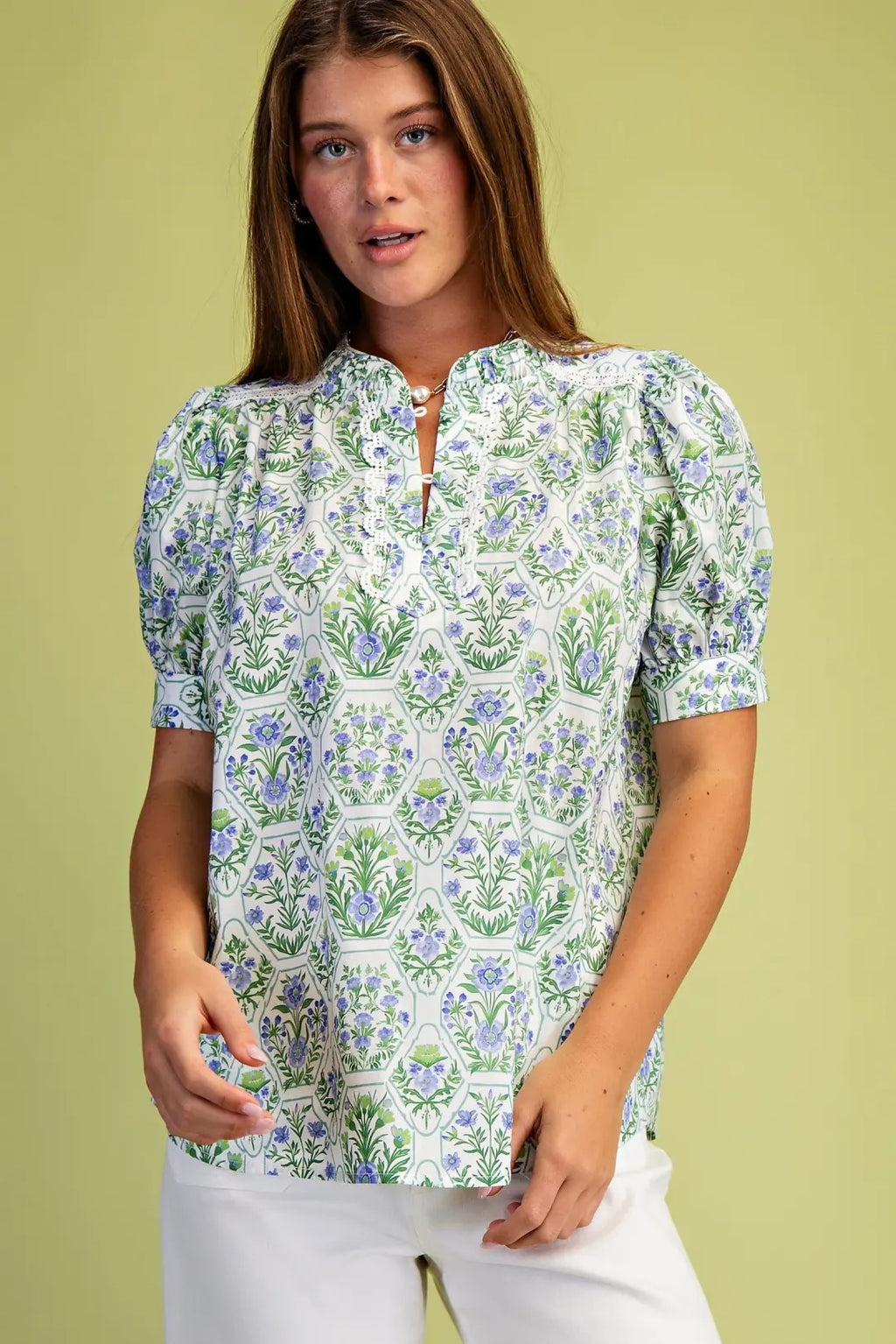 S92761. - Floral Print Puff Sleeve Top – STYLE USA